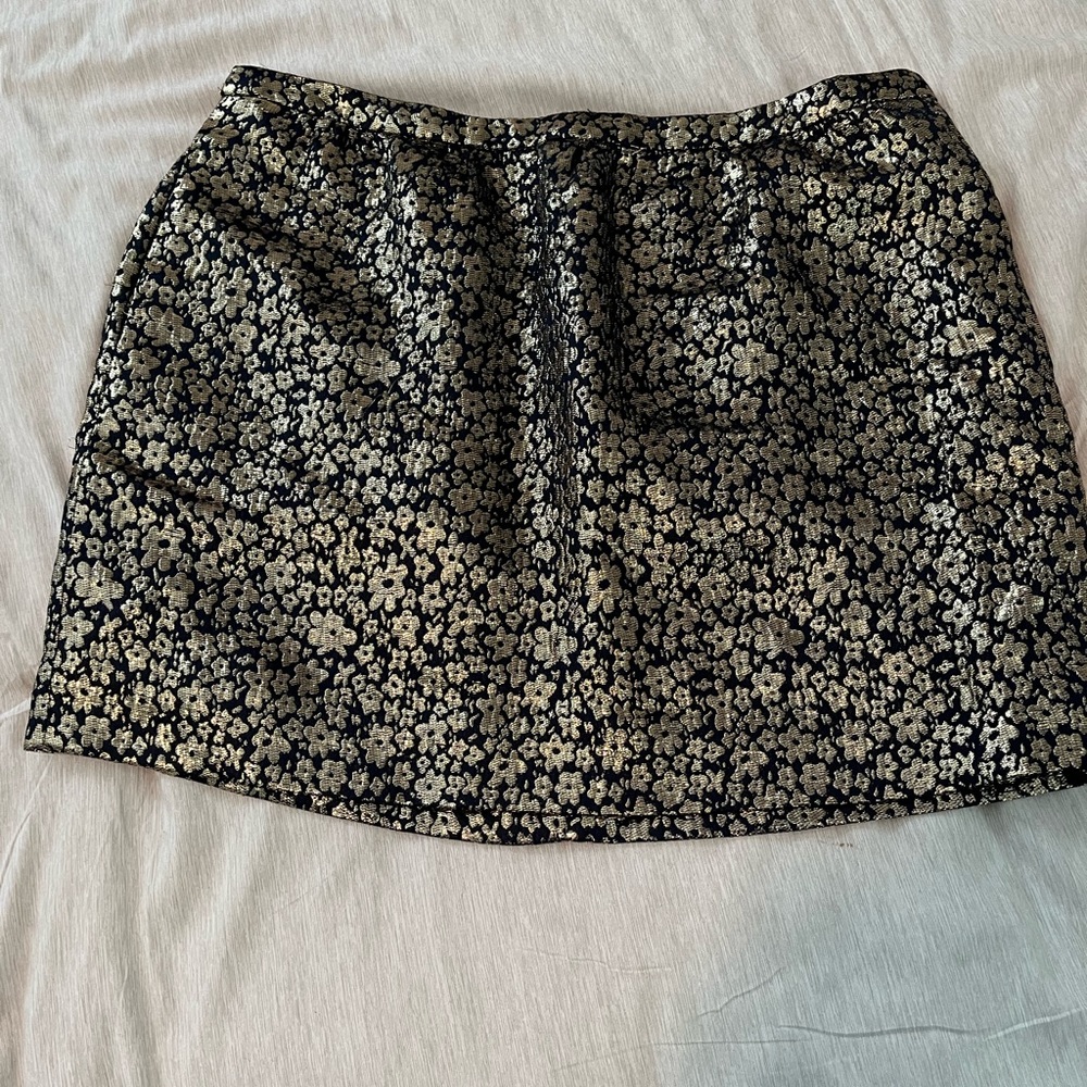 J crew gold flower mini skirt